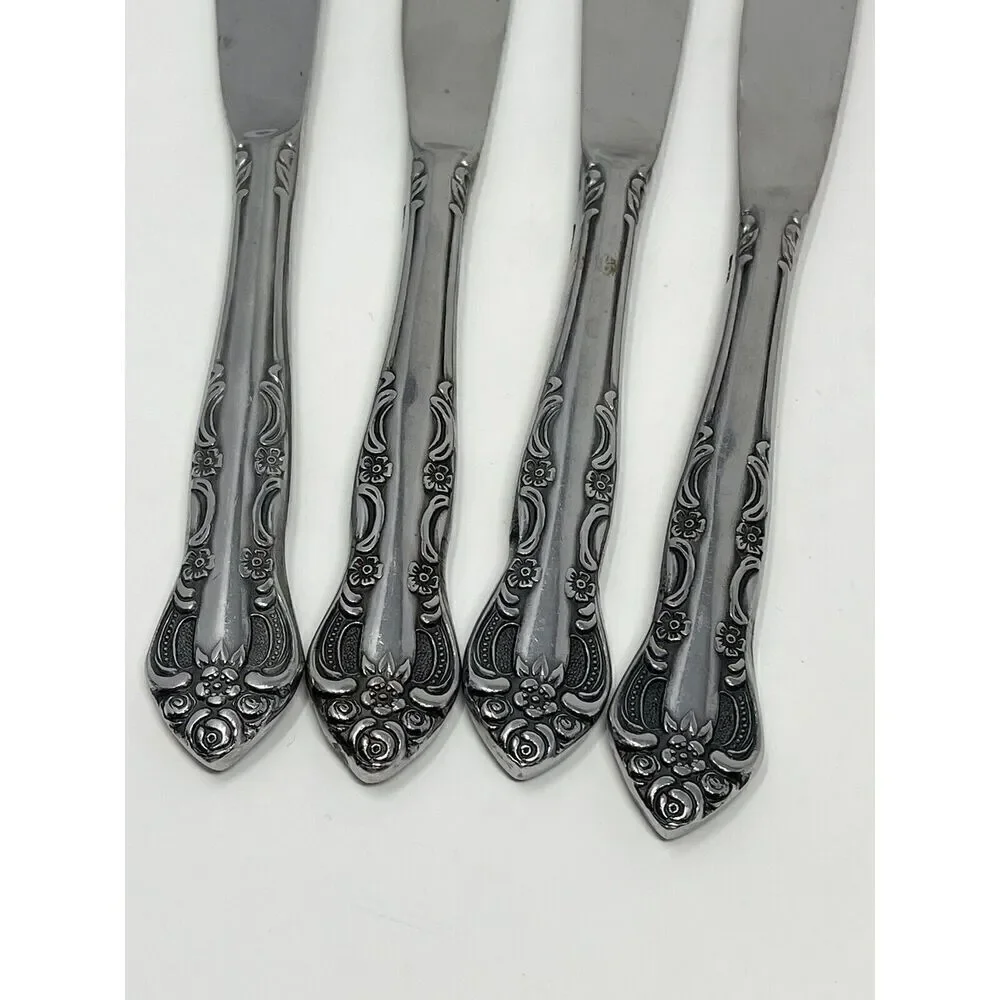 United Silver Acadia Stainless Dinner Place Knife Japan 8 3/8” Set Of 4